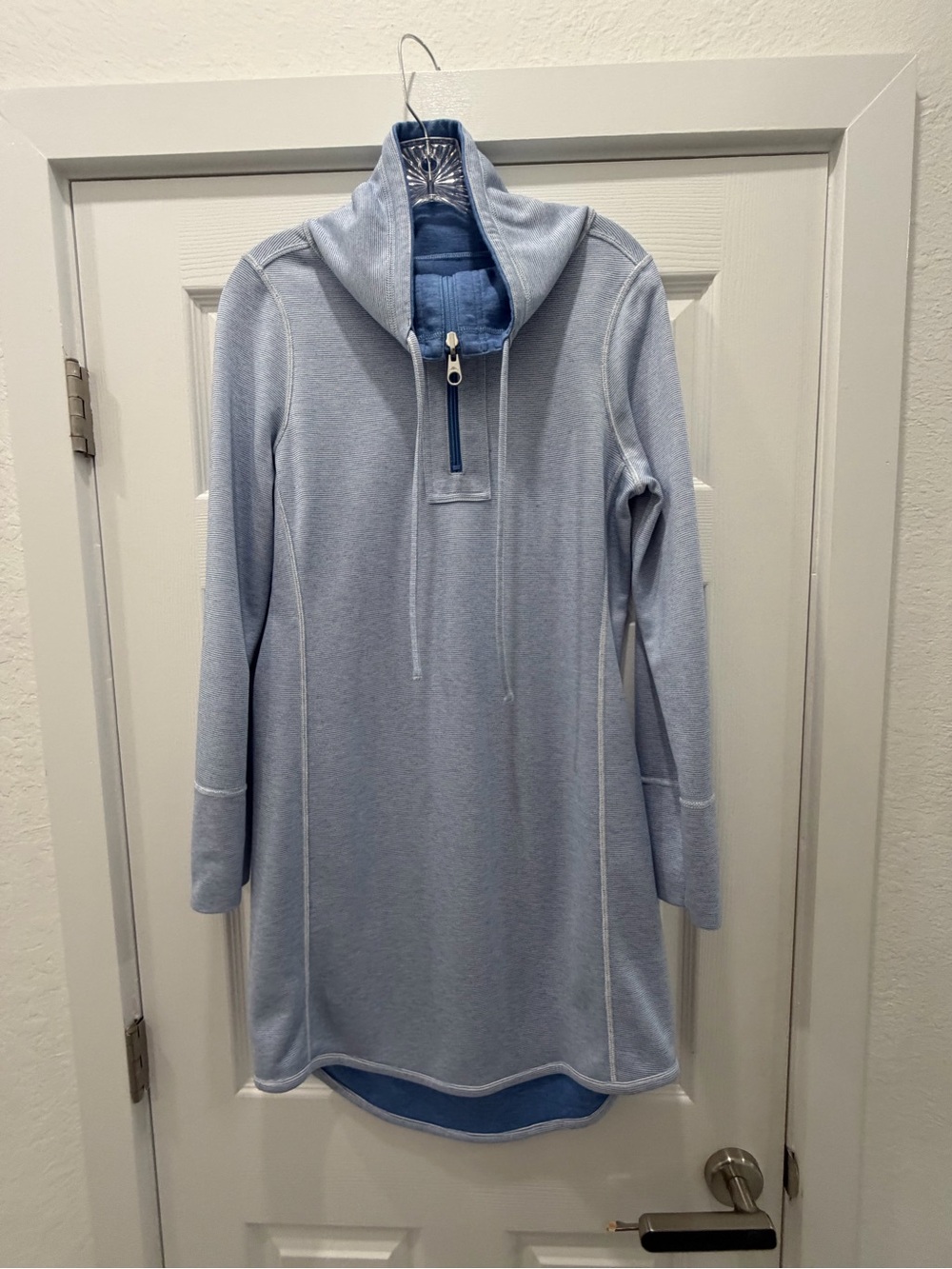 Tommy Bahama Light Blue Funnel-Neck Half-Zip reversible dress